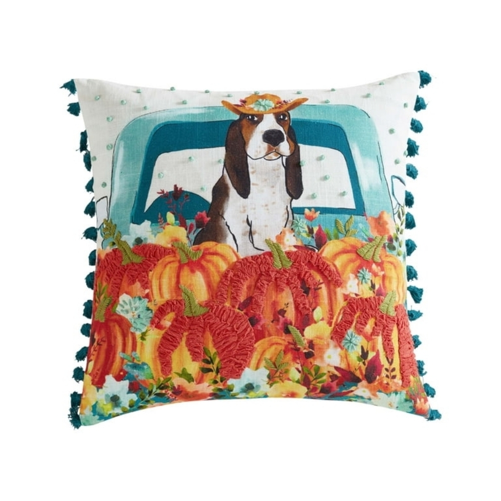 NWT The Pioneer Woman Harvest Charlie Truck Throw Pillow Hound Dog